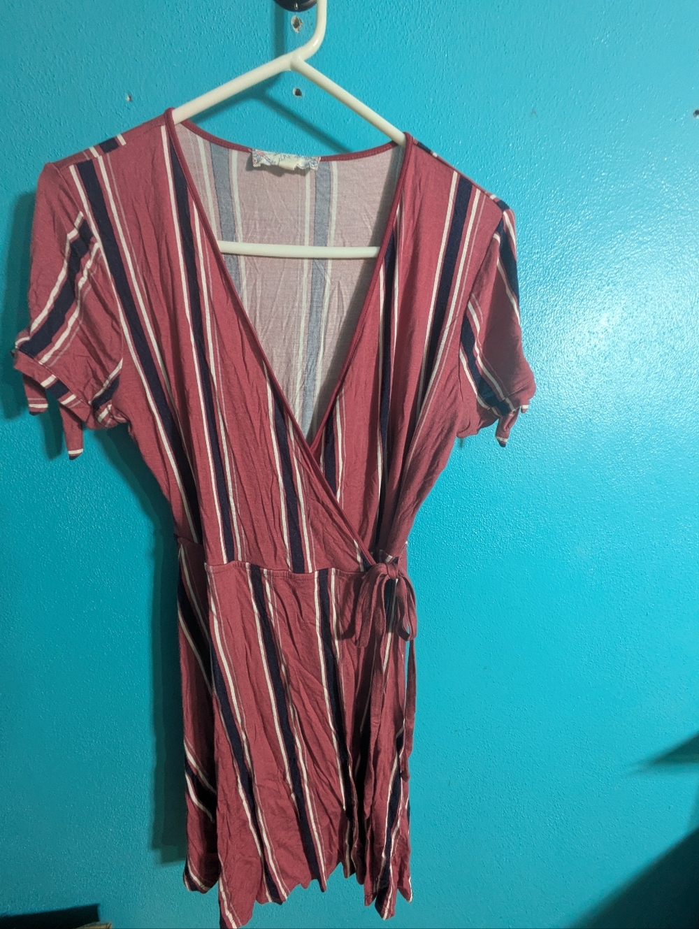 Pink Rose‎ Vertical Striped Dress For Beach, Summertime Lightweight L